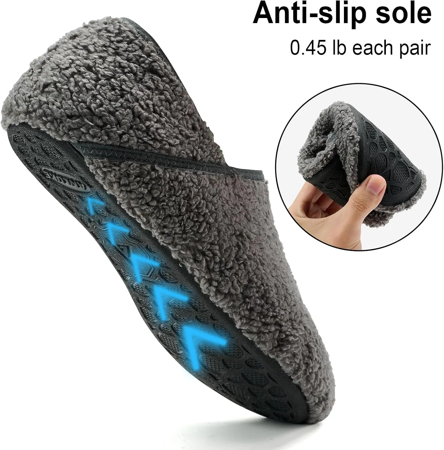 ANLUKE Slipper for Women Men Slipper Socks Fuzzy House Shoes Rubber Sole Slip On Soft-Lightweight Non Slip Indoor/Outdoor
