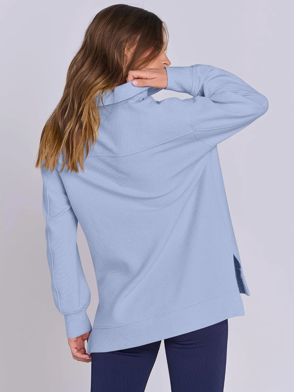 ANRABESS Women Oversized High Neck Half Zip Knit Sweatshirts Quarter Zip Pullover Sweater 2025 Fall Outfits