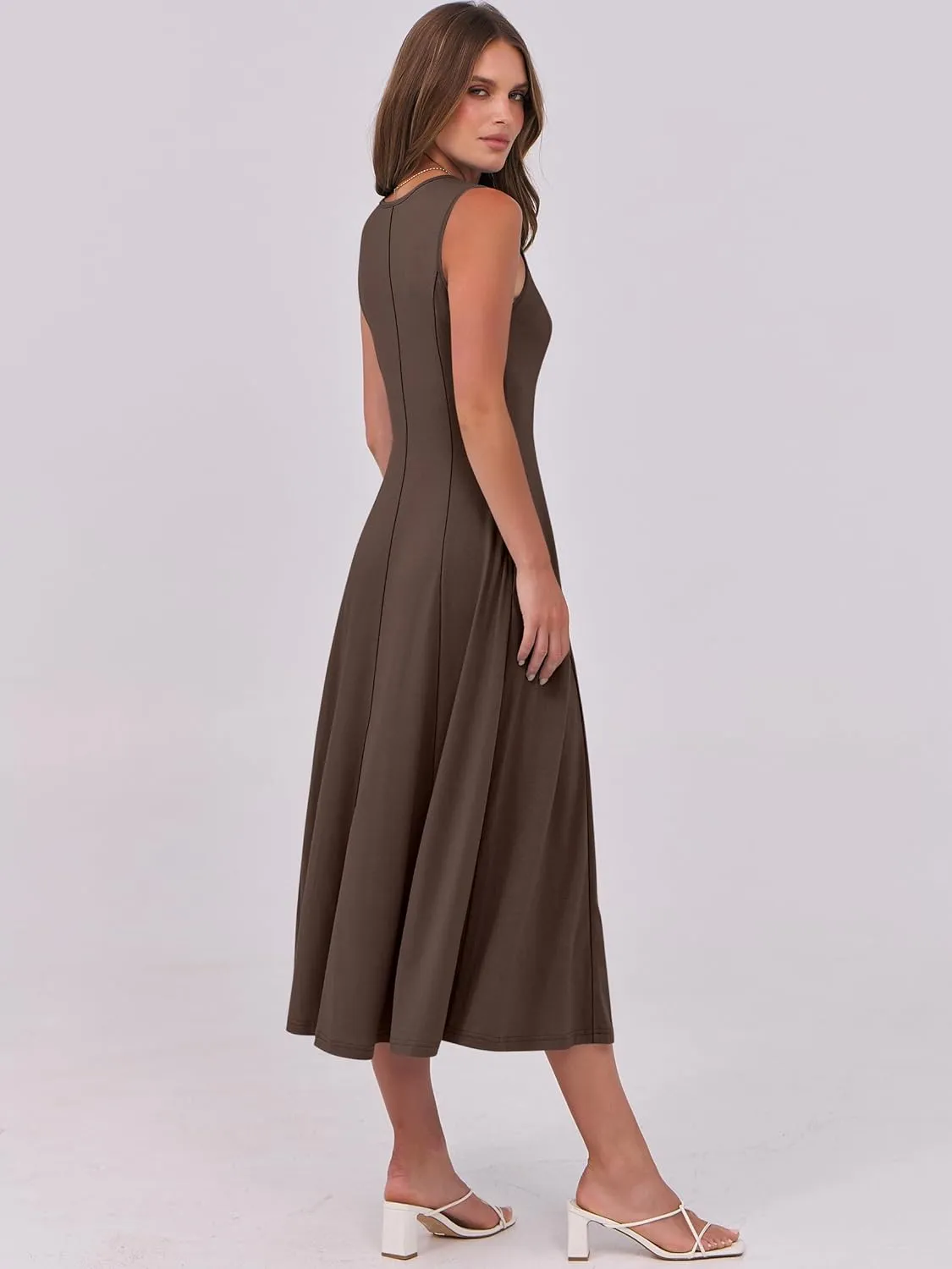 ANRABESS Womens Summer Casual Sleeveless Midi Dresses Scoop Neck Fit & Flare A-Line Flowy Long Sundress Beach Outfits