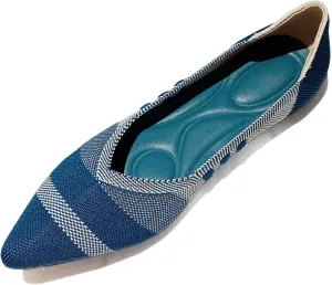 AOQUNFS Women's Ballet Flats Slip On Casual Pointed Toe Knit Flats Dressy Soft Walking Flats Shoes for Daily
