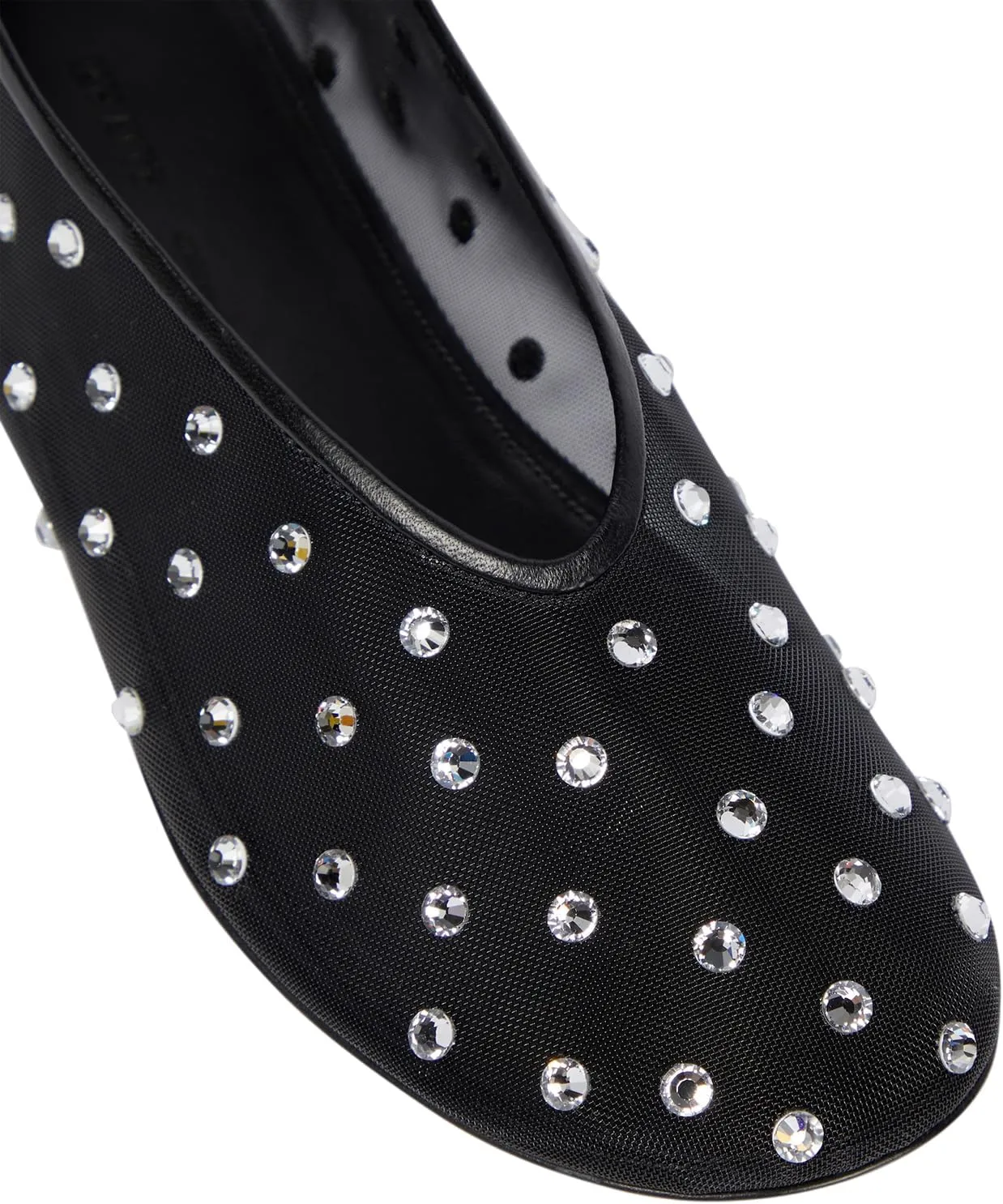 Arqa Crystal-Embellished Mesh Flats Rhinestone Ballet Flat Slip On Ballerina Shoes Comfortable Casual Gauze Shoe