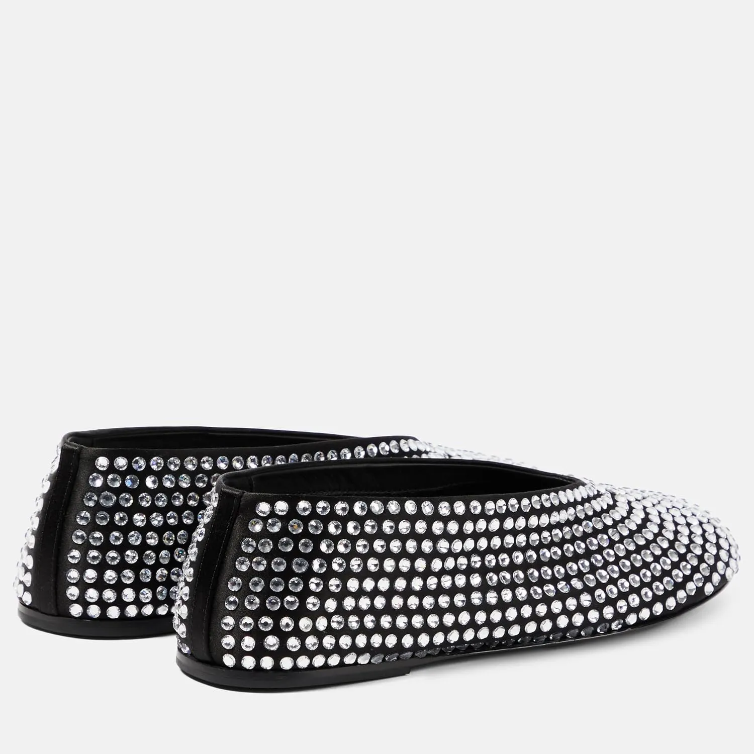 Arqa Crystal-Embellished Mesh Flats Rhinestone Ballet Flat Slip On Ballerina Shoes Comfortable Casual Gauze Shoe