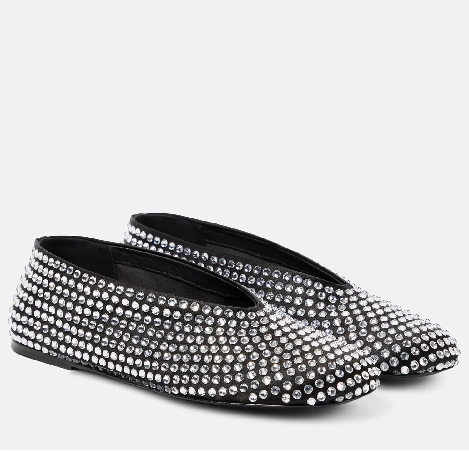 Arqa Crystal-Embellished Mesh Flats Rhinestone Ballet Flat Slip On Ballerina Shoes Comfortable Casual Gauze Shoe