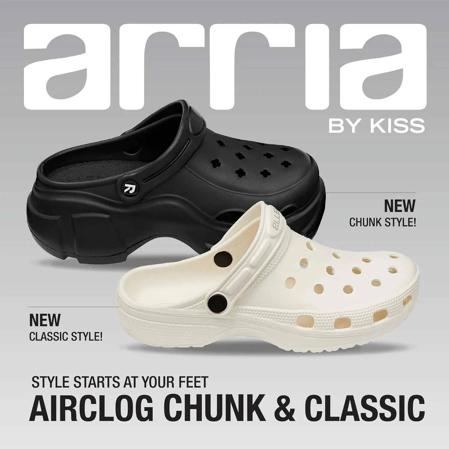 ARRIA AirClog Chunk & Classic Shoes, Unisex, Lightweight Slip-On Clogs with 360° Comfort, Breathable, Quick-Dry, Customizable Charms for Travel, Beach, Nurses, Gym & Home