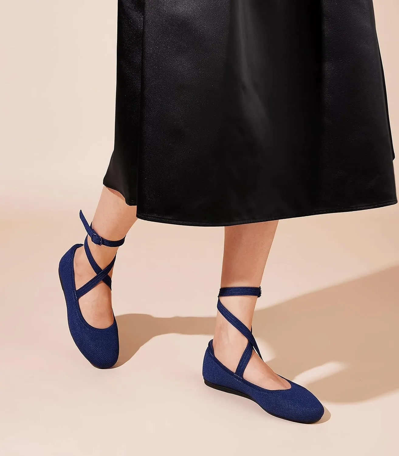 Arromic Flats for Women Round Toe Ballet Flats with Ankle Straps Ballerina Flat Shoes Women Dressy Comfortable for Work Wedding Office Casual