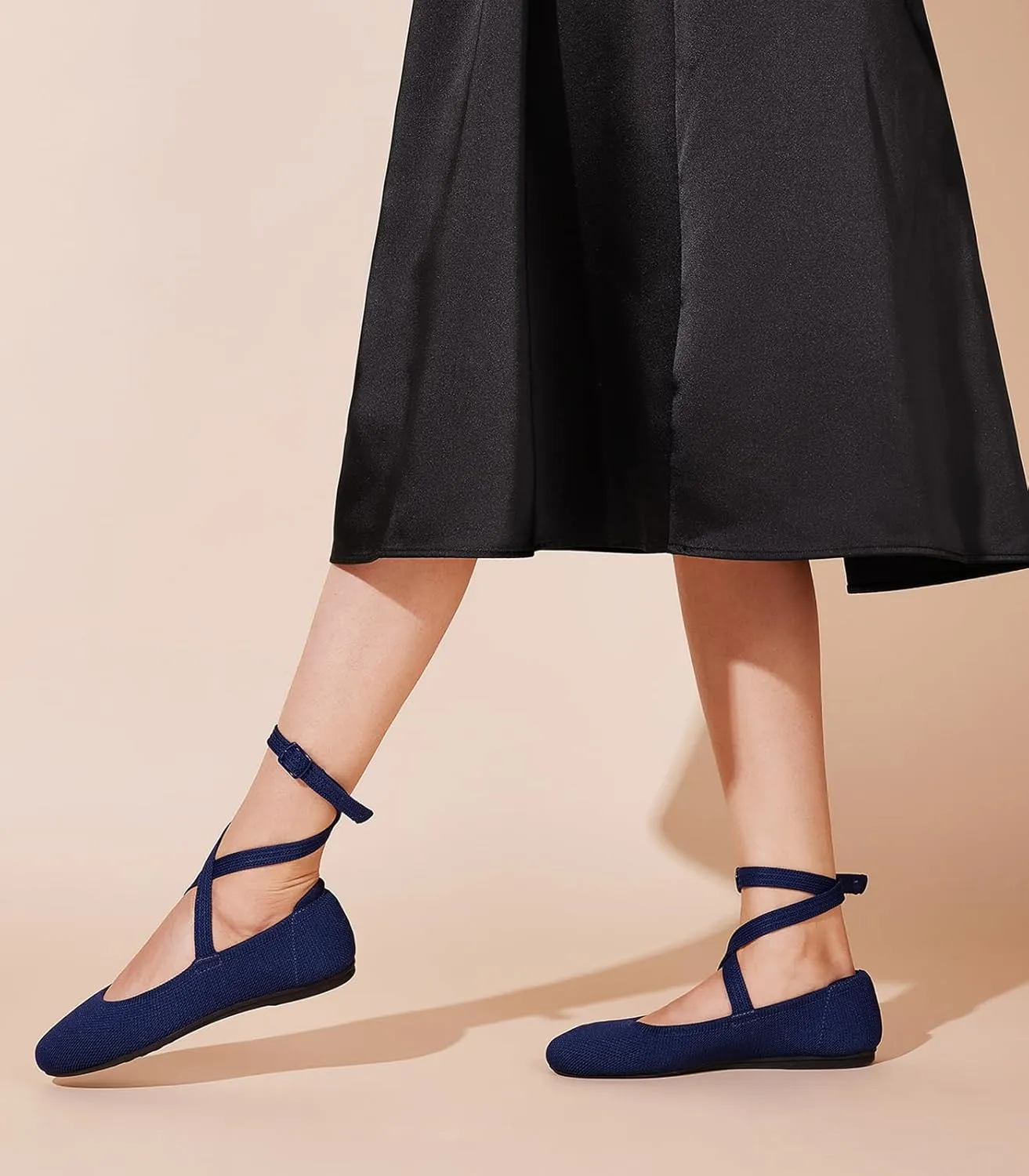 Arromic Flats for Women Round Toe Ballet Flats with Ankle Straps Ballerina Flat Shoes Women Dressy Comfortable for Work Wedding Office Casual