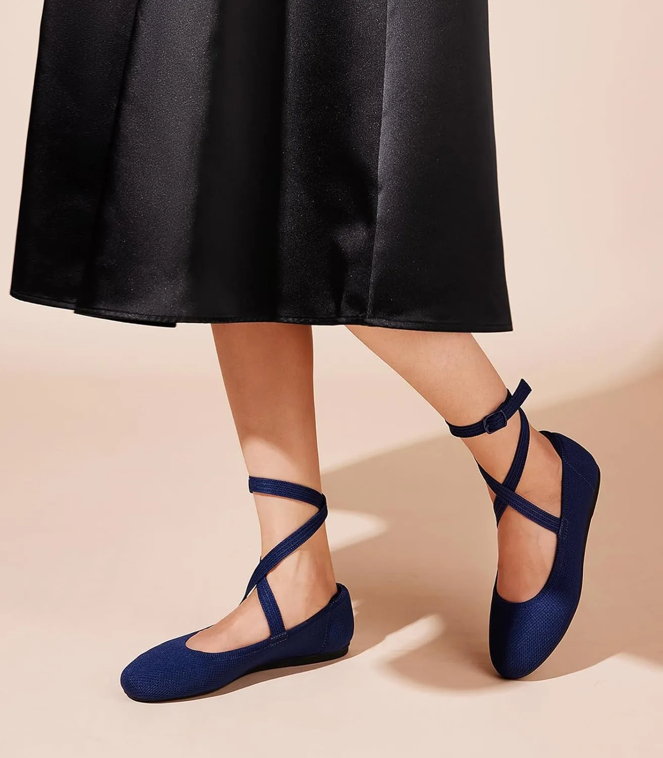 Arromic Flats for Women Round Toe Ballet Flats with Ankle Straps Ballerina Flat Shoes Women Dressy Comfortable for Work Wedding Office Casual