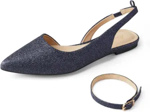 Arromic Women's Slingback Flats Shoes Pointed Toe Two-Way Wear Adjustable Ankle Strap Slip on Shoes