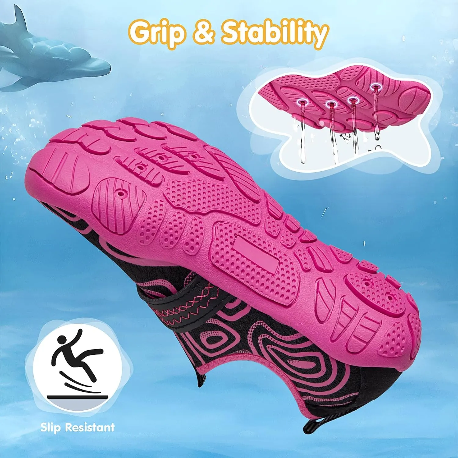 ATHMILE Kids Water Shoes Boys Girls Water Shoes Quick Dry Barefoot Beach Sports Swim Pool Summer Shoes(Little Kid/Big Kid)