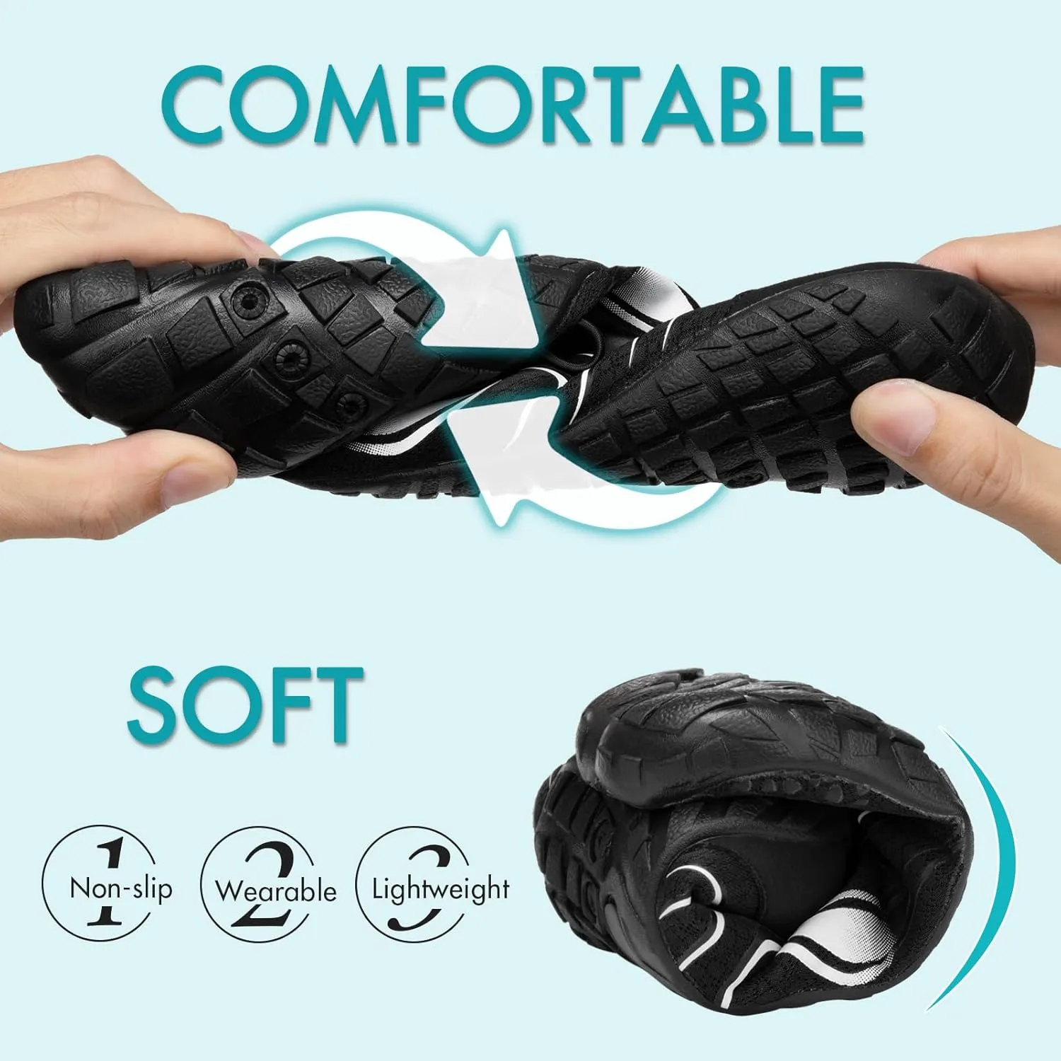ATHMILE Water Shoes for Women Men Quick Dry Beach Barefoot Aqua Swim Shoes Non-Slip for Wading Rafting Hiking Kayaking