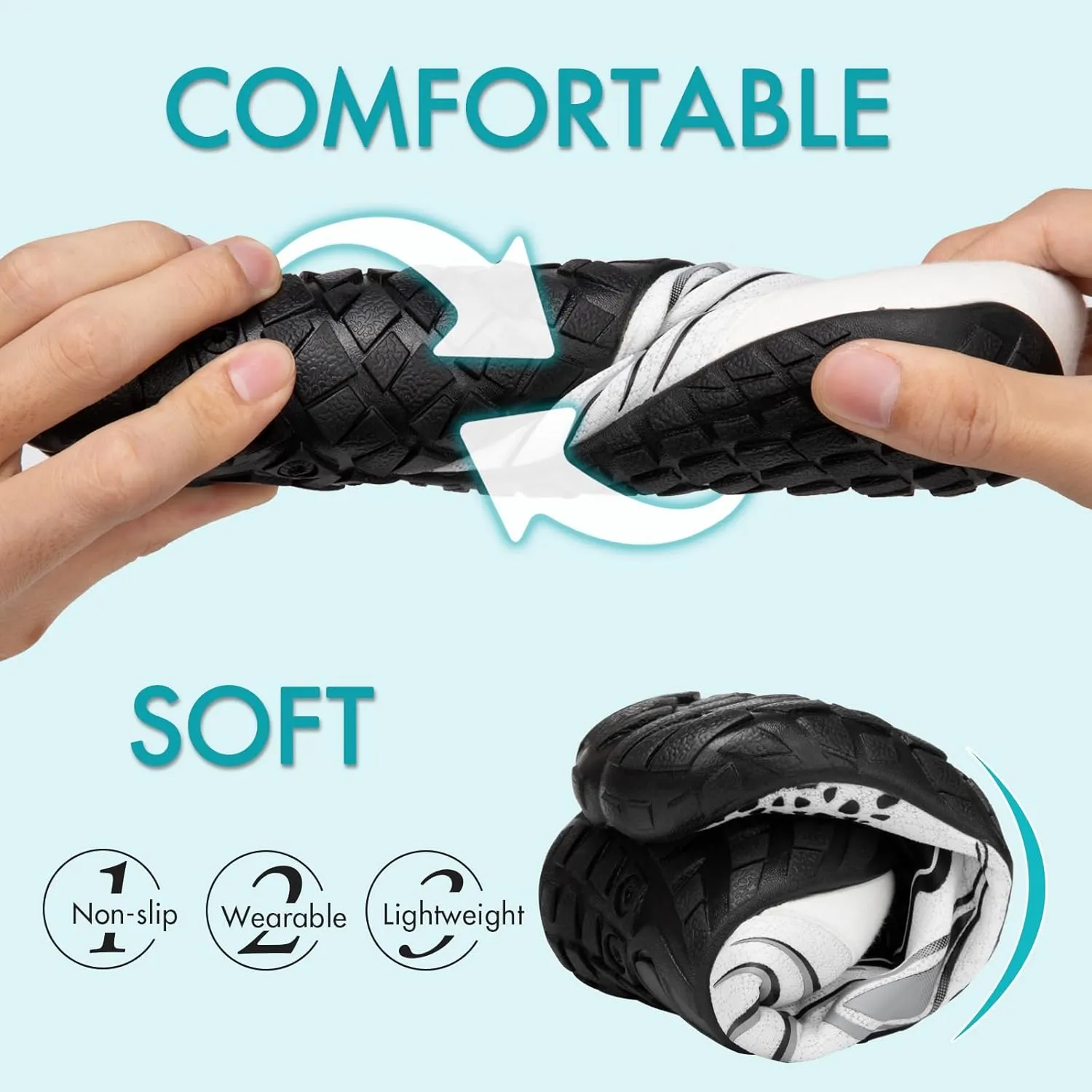 ATHMILE Water Shoes for Women Men Quick Dry Beach Barefoot Aqua Swim Shoes Non-Slip for Wading Rafting Hiking Kayaking