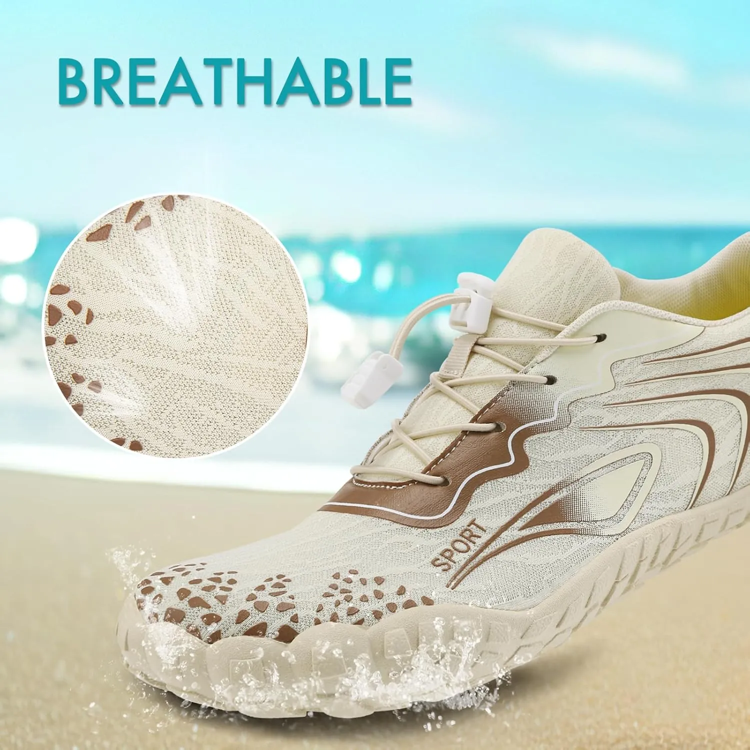 ATHMILE Water Shoes for Women Men Quick Dry Beach Barefoot Aqua Swim Shoes Non-Slip for Wading Rafting Hiking Kayaking