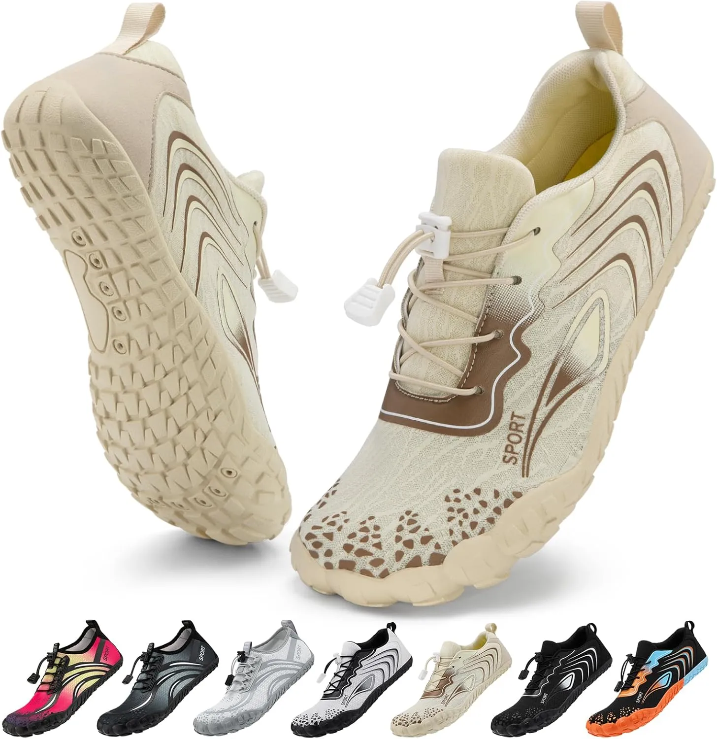 ATHMILE Water Shoes for Women Men Quick Dry Beach Barefoot Aqua Swim Shoes Non-Slip for Wading Rafting Hiking Kayaking