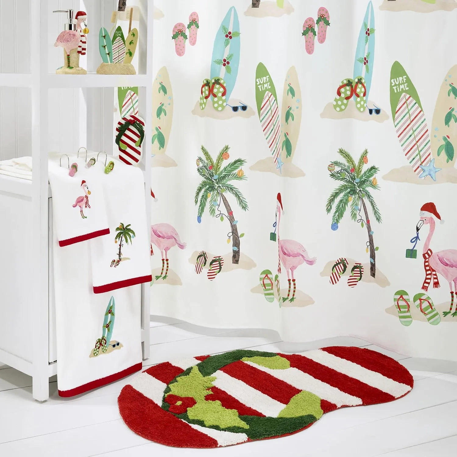 Avanti Linens - Soap Dish, Durable Resin, Bathroom Accessories, Holiday Home Decor (Flamingo Jingle Collection)
