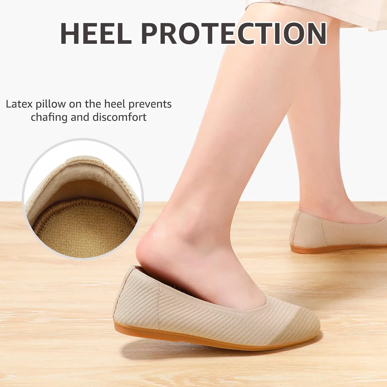 Bacia Women Flats Shoes Square Toe Ballet Flats Washable Fashion Two Toned Casual Office Shoes