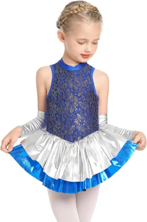 Ballet Leotard for Girl Sparkly Sequins Lace Jazz Dance Costume Kids Hip Hop Dance Dress Ballerina Dance Outfits
