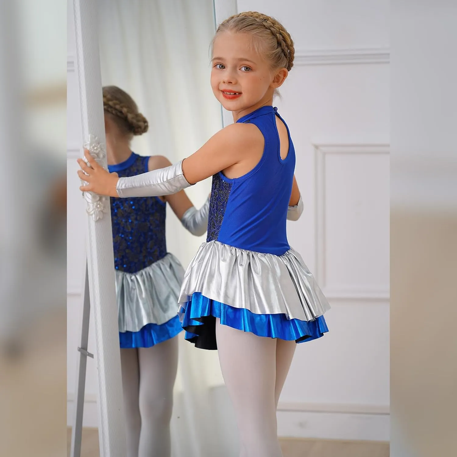 Ballet Leotard for Girl Sparkly Sequins Lace Jazz Dance Costume Kids Hip Hop Dance Dress Ballerina Dance Outfits