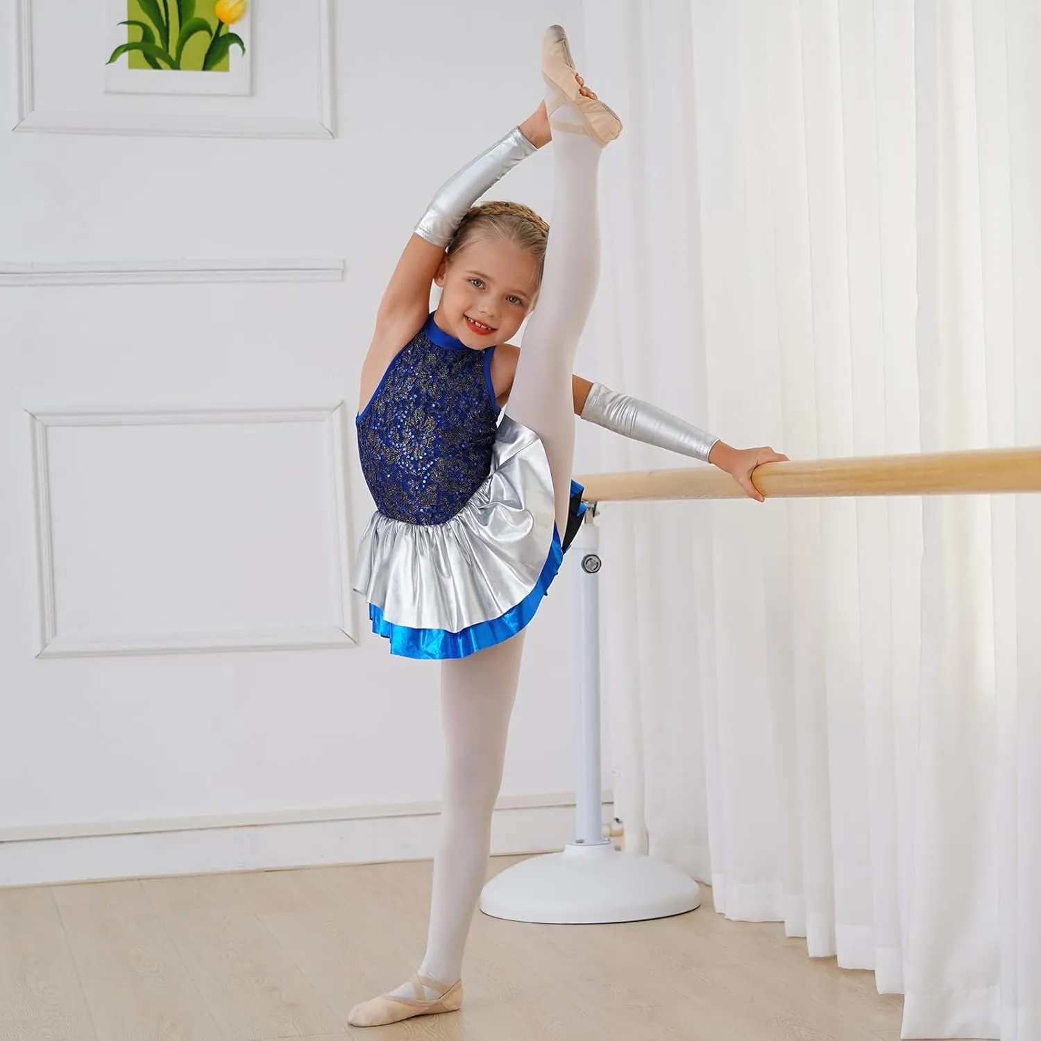 Ballet Leotard for Girl Sparkly Sequins Lace Jazz Dance Costume Kids Hip Hop Dance Dress Ballerina Dance Outfits