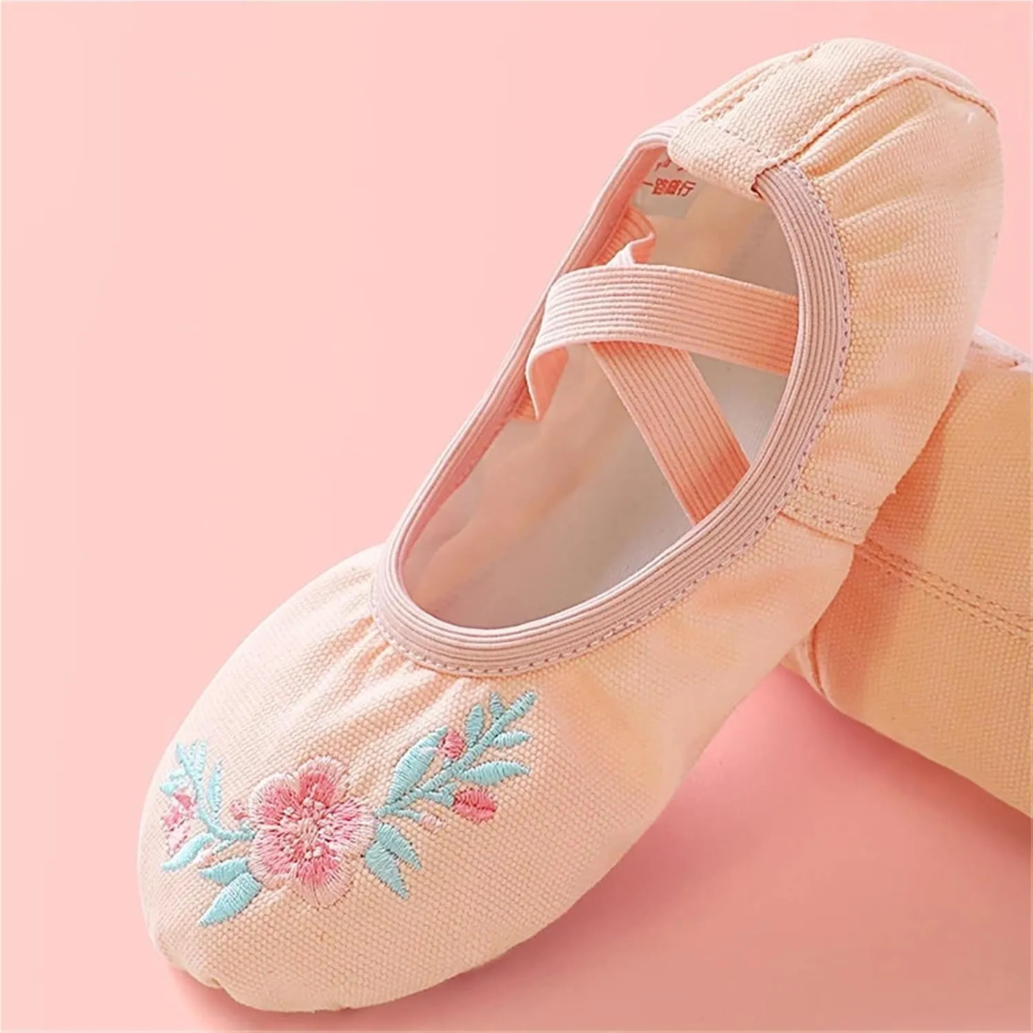 Ballet Shoes for Women Girls Embroidered Ballet Shoes Women Soft Dance Shoes for Training Performance Non-Slip Ballerina Shoes Professional Dance Flats(Flesh 1,32)