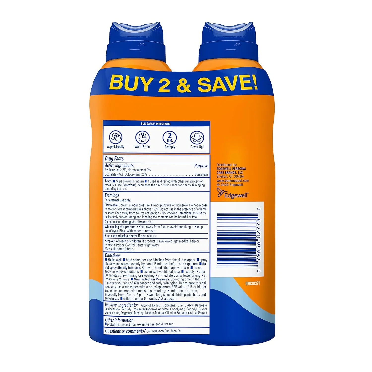 Banana Boat Sport Cool Zone SPF 50 Sunscreen Spray Twin Pack | Spray Sunscreen SPF 50, Sunblock, Oxybenzone-Free, 6oz each