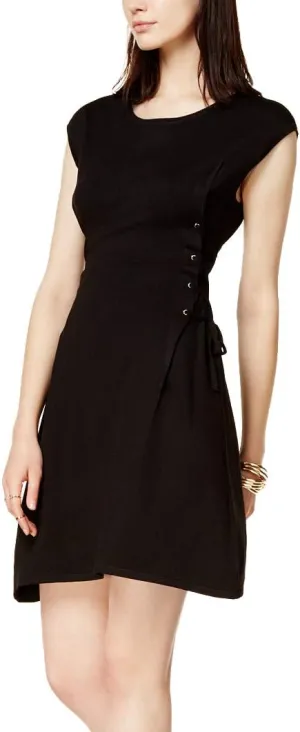 Bar III Women's Sleeveless Lace Up Casual Dress