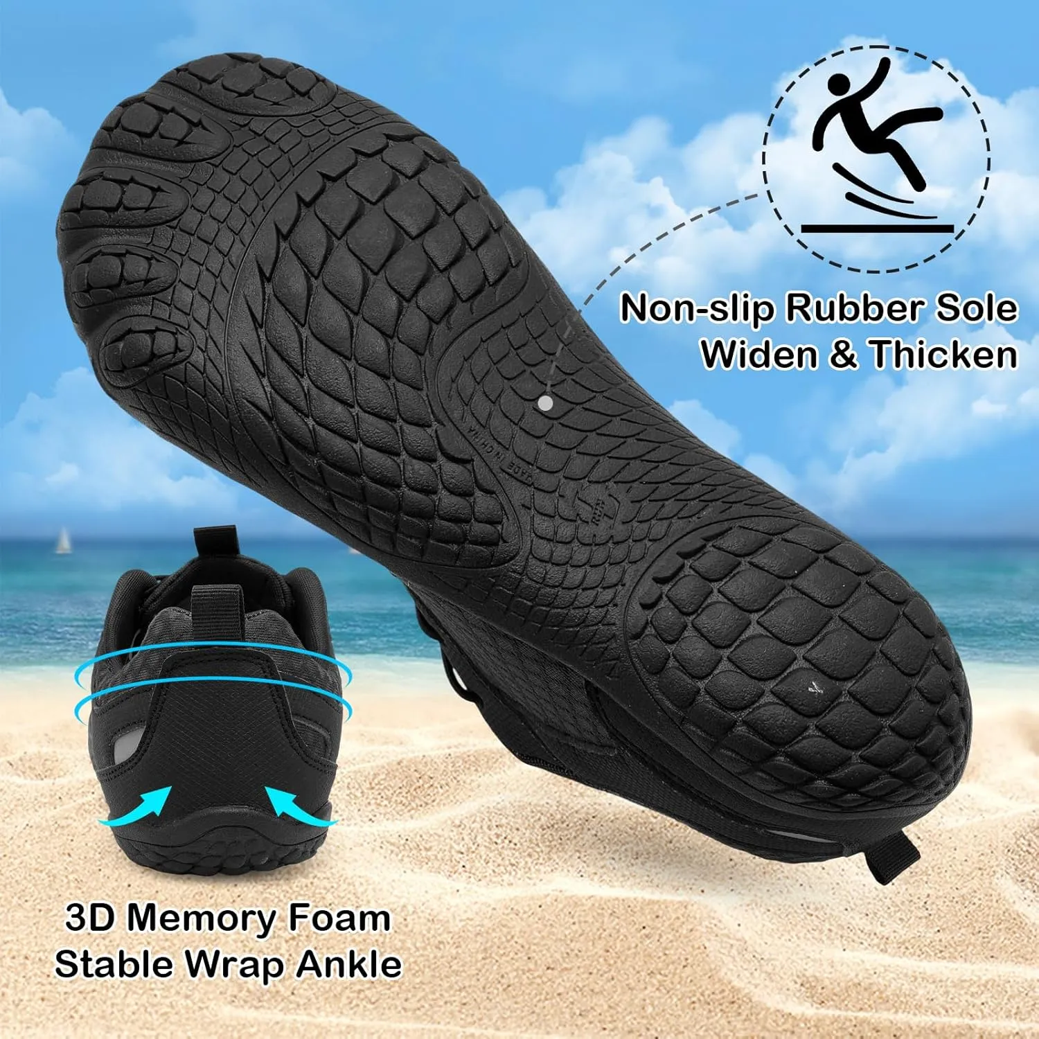 BARERUN Water Shoes Women Men Quick-Dry Wide Toe Athletic Hiking Water Sports Shoes Adjustable Zero Drop Barefoot Shoes for Beach Swim Kayaking Surfing Walking Training