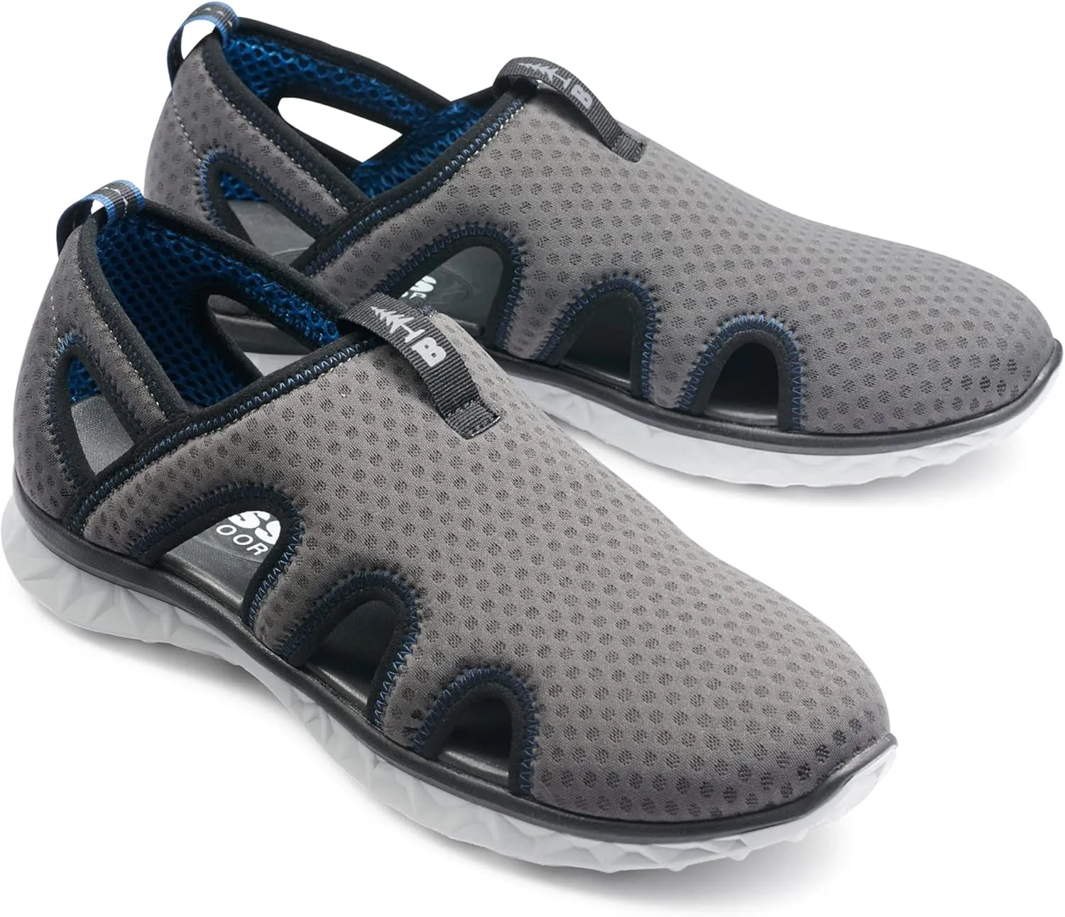 BASS OUTDOOR Men's Hex Vented Hiking Shoes – Traction-Sole Mesh Slip-ons