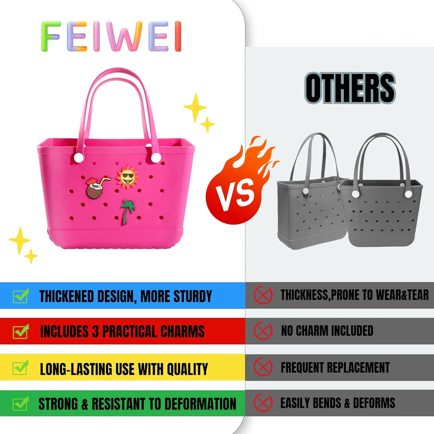 Beach Bag Rubber Beach Tote Bag- Rubber Tote Bags Waterproof Handbag for Women, Extra Large Travel Bag for Pool Boat Sports