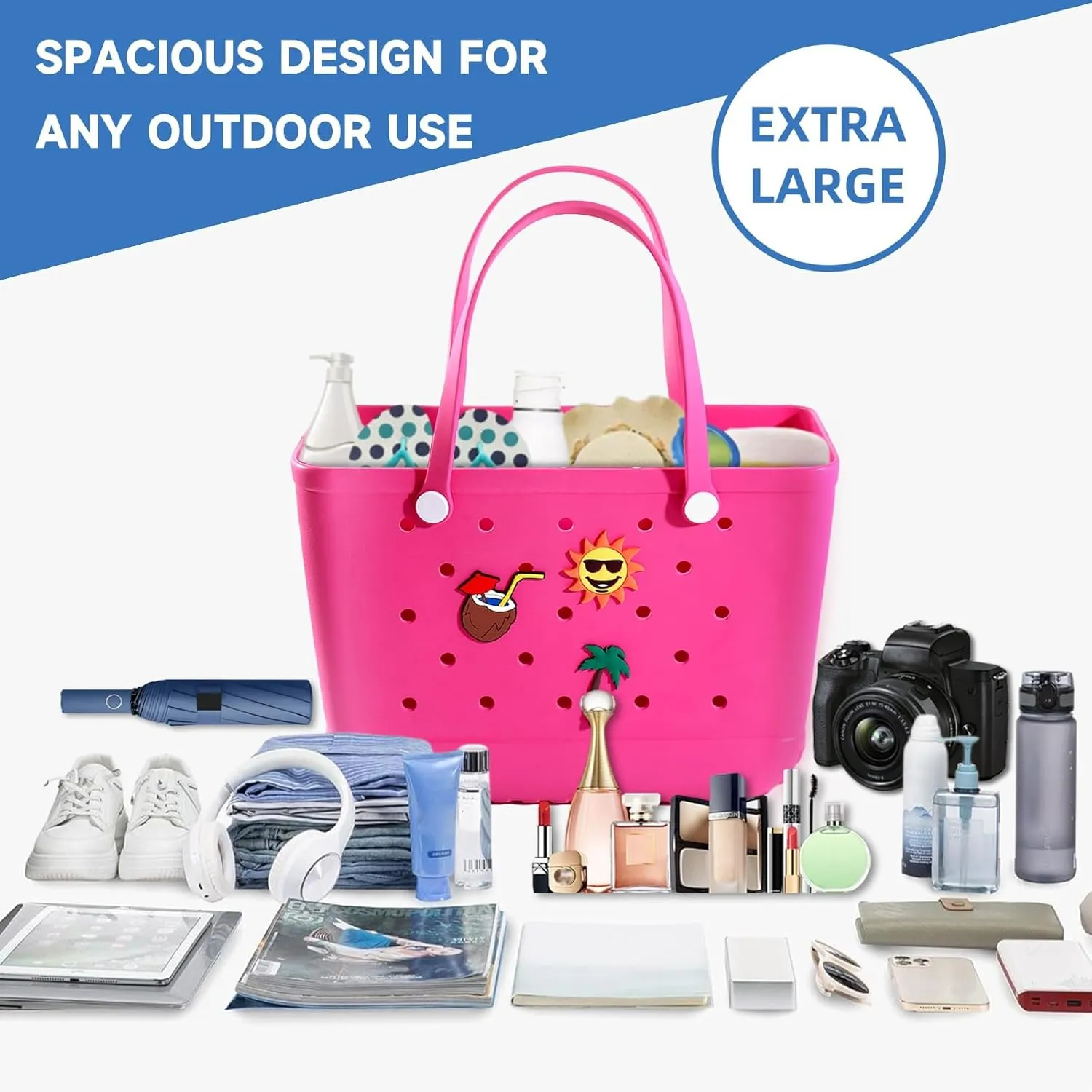 Beach Bag Rubber Beach Tote Bag- Rubber Tote Bags Waterproof Handbag for Women, Extra Large Travel Bag for Pool Boat Sports
