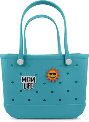 Beach Rubber Bag Tote Bag,Extra Large Waterproof Travel Women Handbag with Charms for Sports Beach Groceries Pool