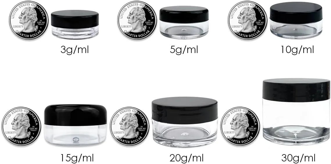 Beauticom (Quantity: 200 Pieces) 5G/5ML Round Clear Jars with White Lids for Lotion, Creams, Toners, Lip Balms, Makeup Samples