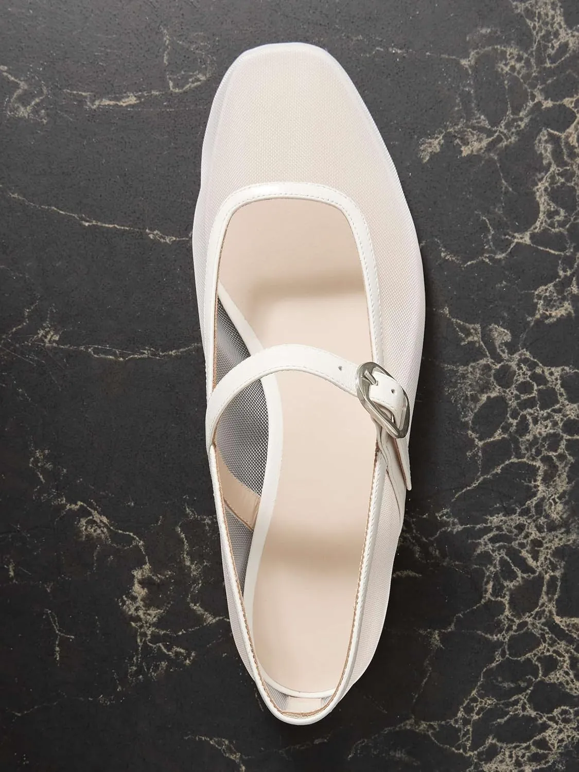 Beauty Cry Mary Janes Ballet Flats for Women Mesh Clear Tulle Ballerina Flat Shoes