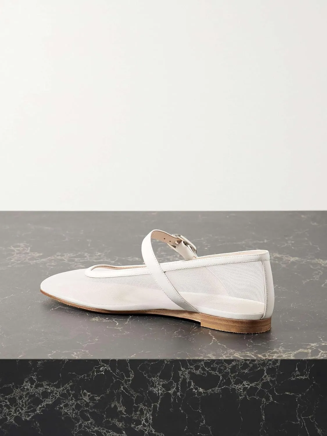 Beauty Cry Mary Janes Ballet Flats for Women Mesh Clear Tulle Ballerina Flat Shoes