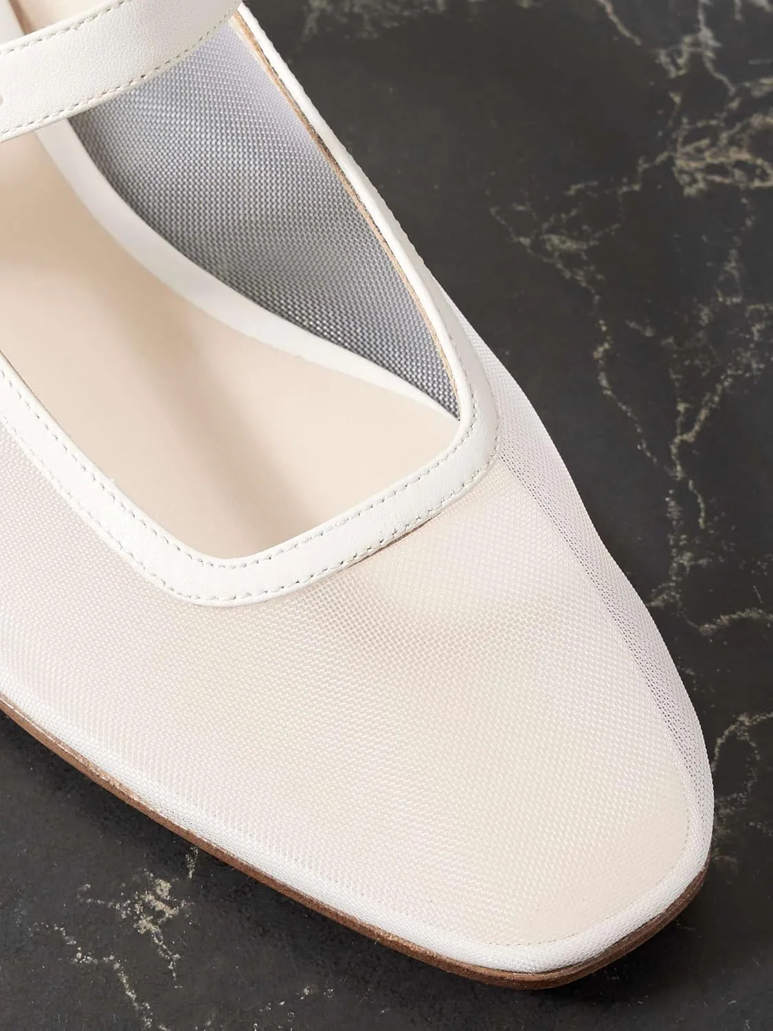 Beauty Cry Mary Janes Ballet Flats for Women Mesh Clear Tulle Ballerina Flat Shoes