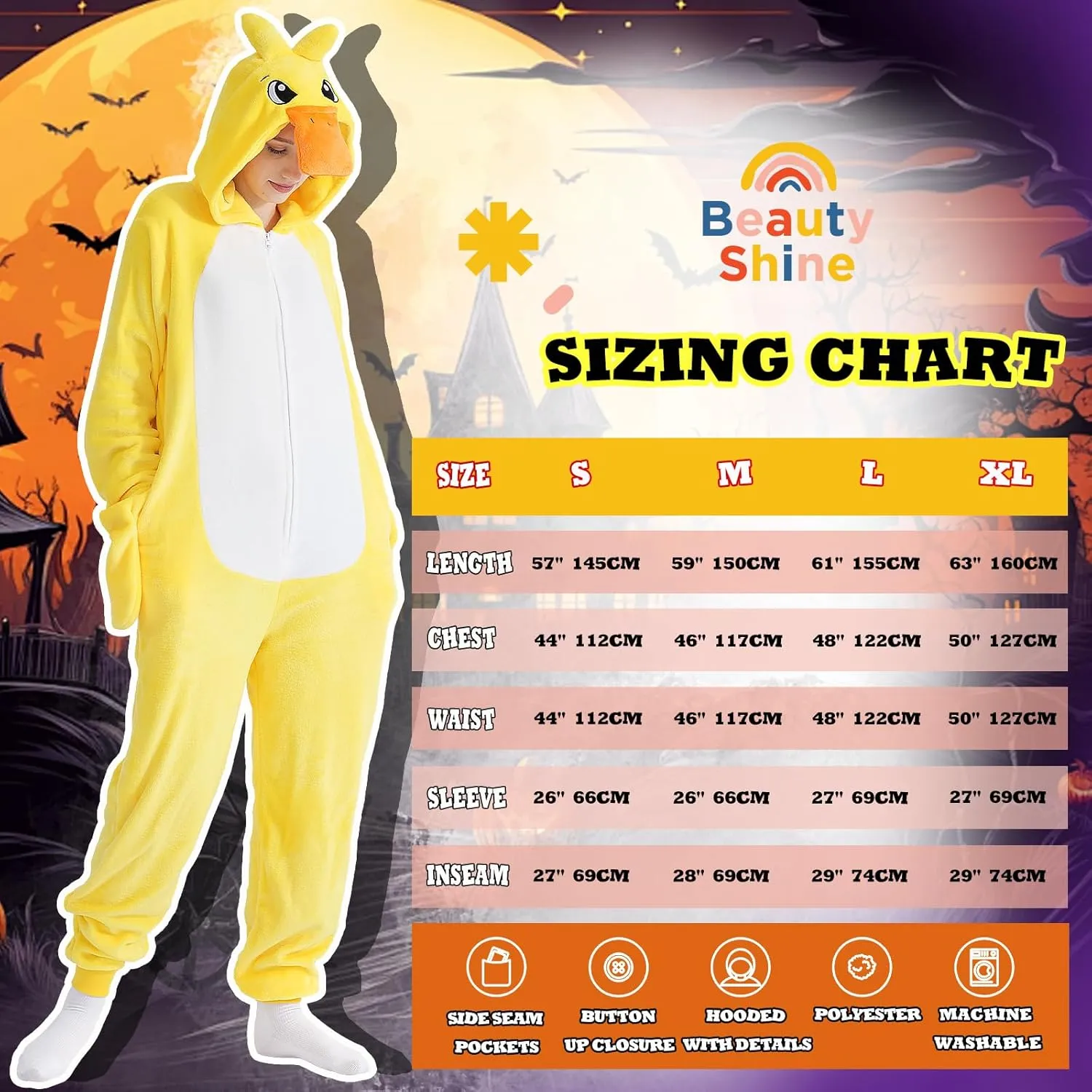 Beauty Shine Unisex Adult Onesie One Piece Pajamas Cosplay Cartoon Costume Halloween Christmas Sleepwear Jumpsuit Homewear