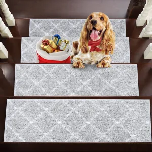 BEQHAUSE Stair Treads for Wooden Steps Non-Slip Stair Rugs Machine Washable Stair Carpet Treads 28inX9in Grey Stair Runner for Elders,Kids and Dogs Polyester Soft Stair Mats,4PCS
