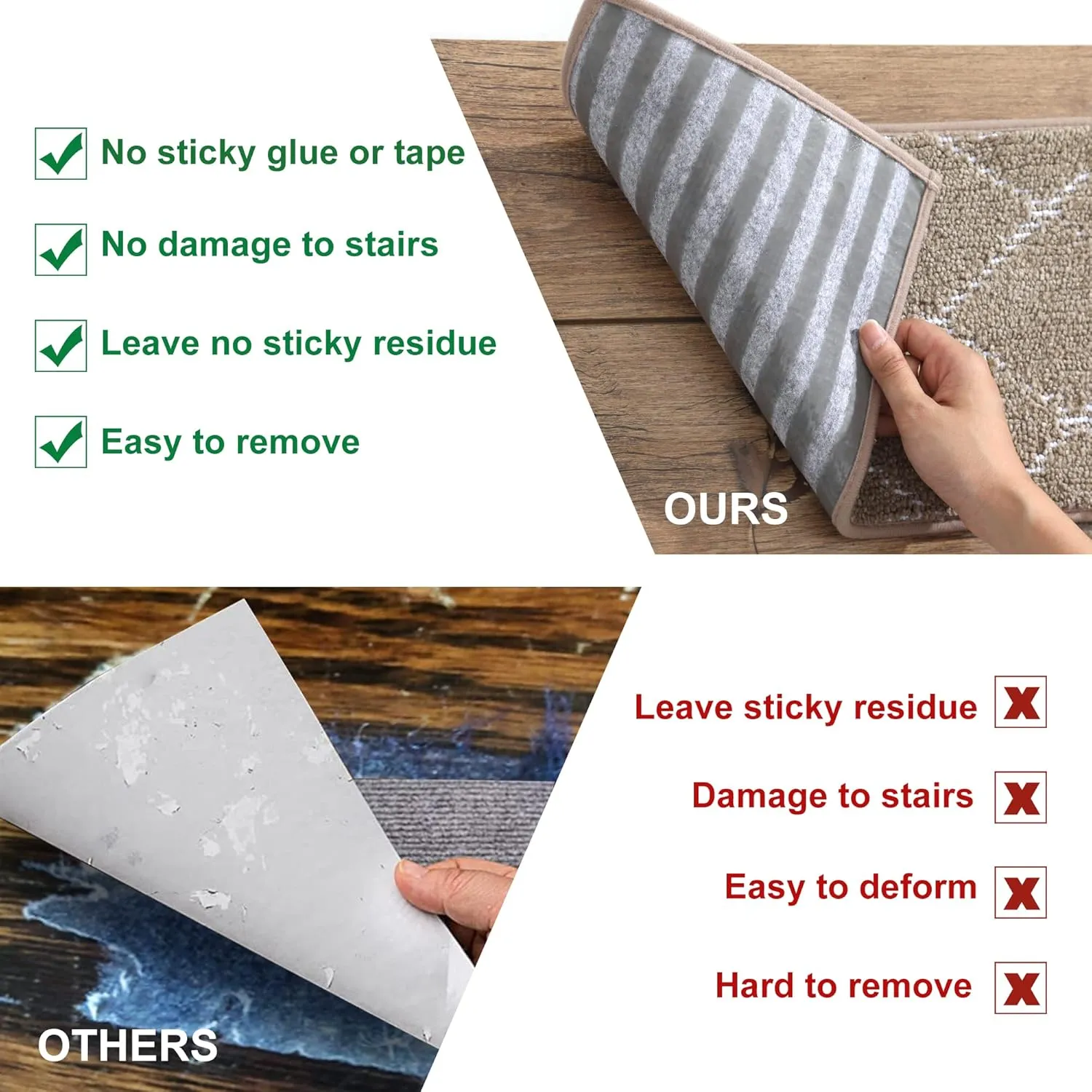 BEQHAUSE Stair Treads for Wooden Steps Non-Slip Stair Rugs Machine Washable Stair Carpet Treads 28inX9in Grey Stair Runner for Elders,Kids and Dogs Polyester Soft Stair Mats,4PCS