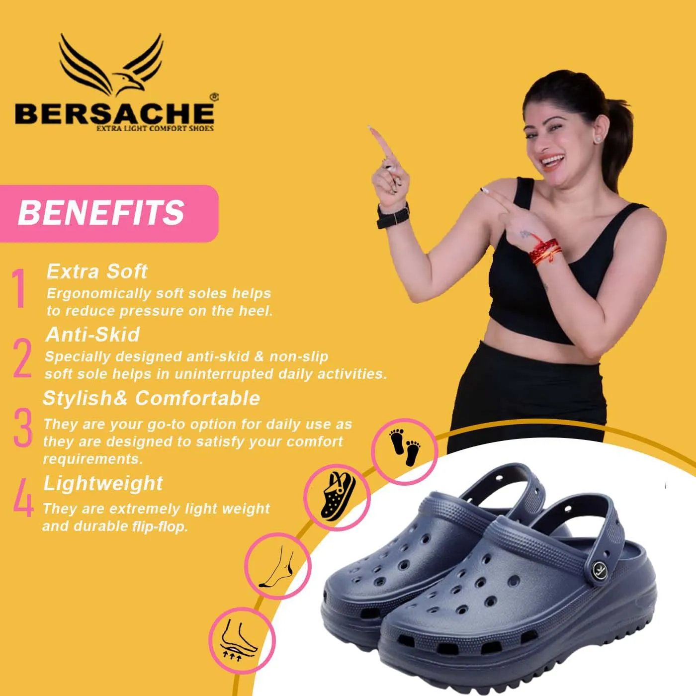 Bersache Extra Soft Classic Casual with  Regular wear with Ultra Soft & Flexibility Technology Flip Flop For women's/Girl's-(6131-Blue)