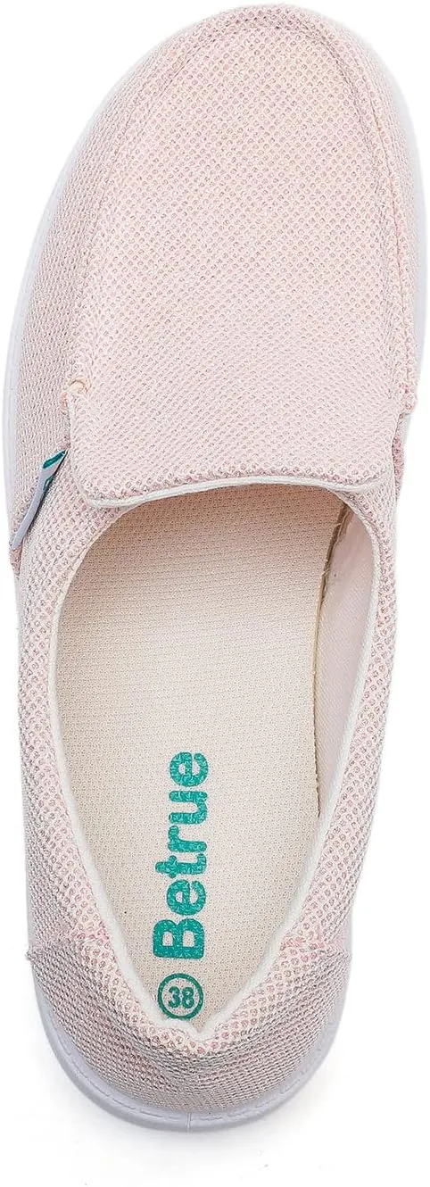 Betrue Lightweight Boat Shoes for Women, Womens Casual Loafers, Womens Slip On Deck Shoes, Breathable Canvas Walking Shoes for Women