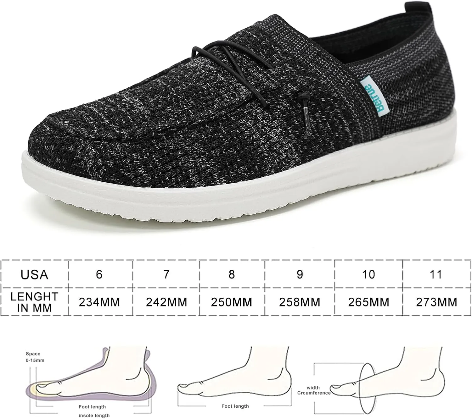 Betrue Lightweight Boat Shoes for Women, Womens Casual Loafers, Womens Slip On Deck Shoes, Breathable Canvas Walking Shoes for Women