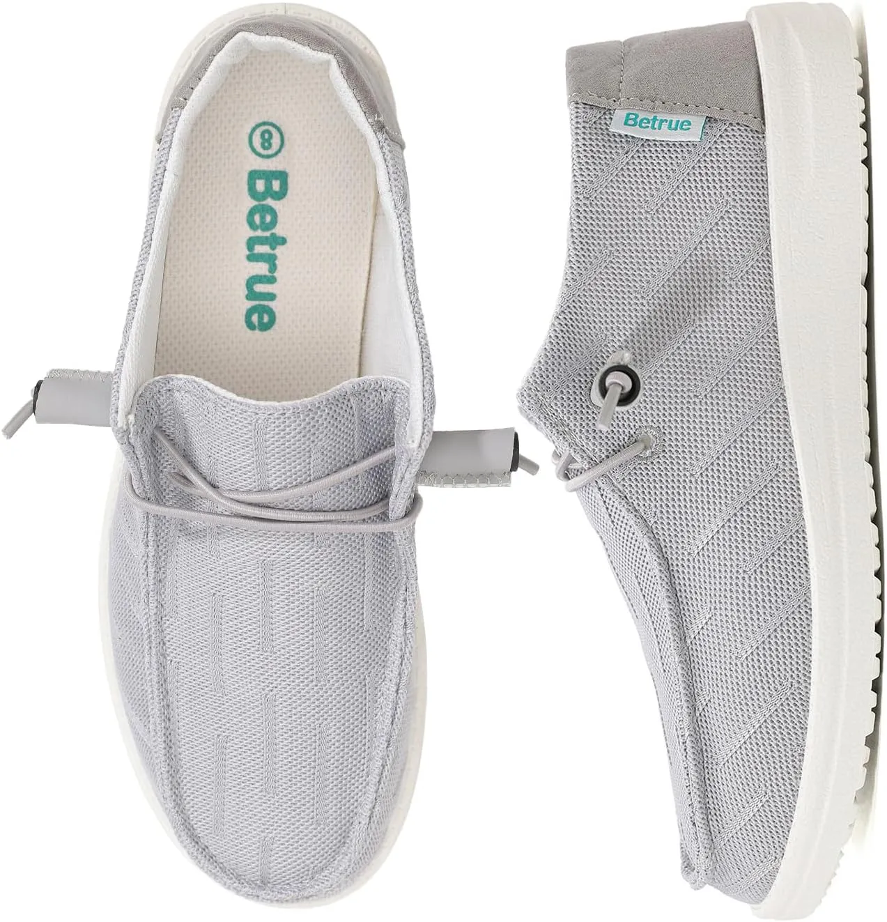 Betrue Women's Lightweight Boat Shoes, Casual Loafers, Slip On Deck Shoes, Breathable Canvas Sneakers