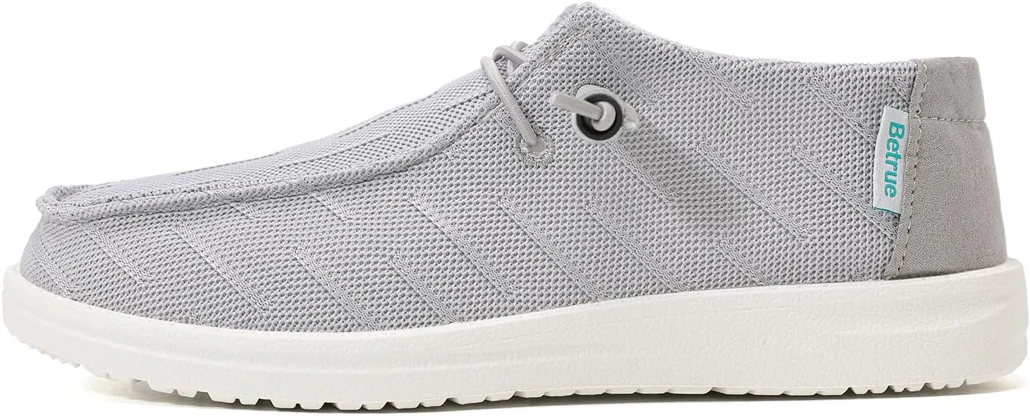 Betrue Women's Lightweight Boat Shoes, Casual Loafers, Slip On Deck Shoes, Breathable Canvas Sneakers