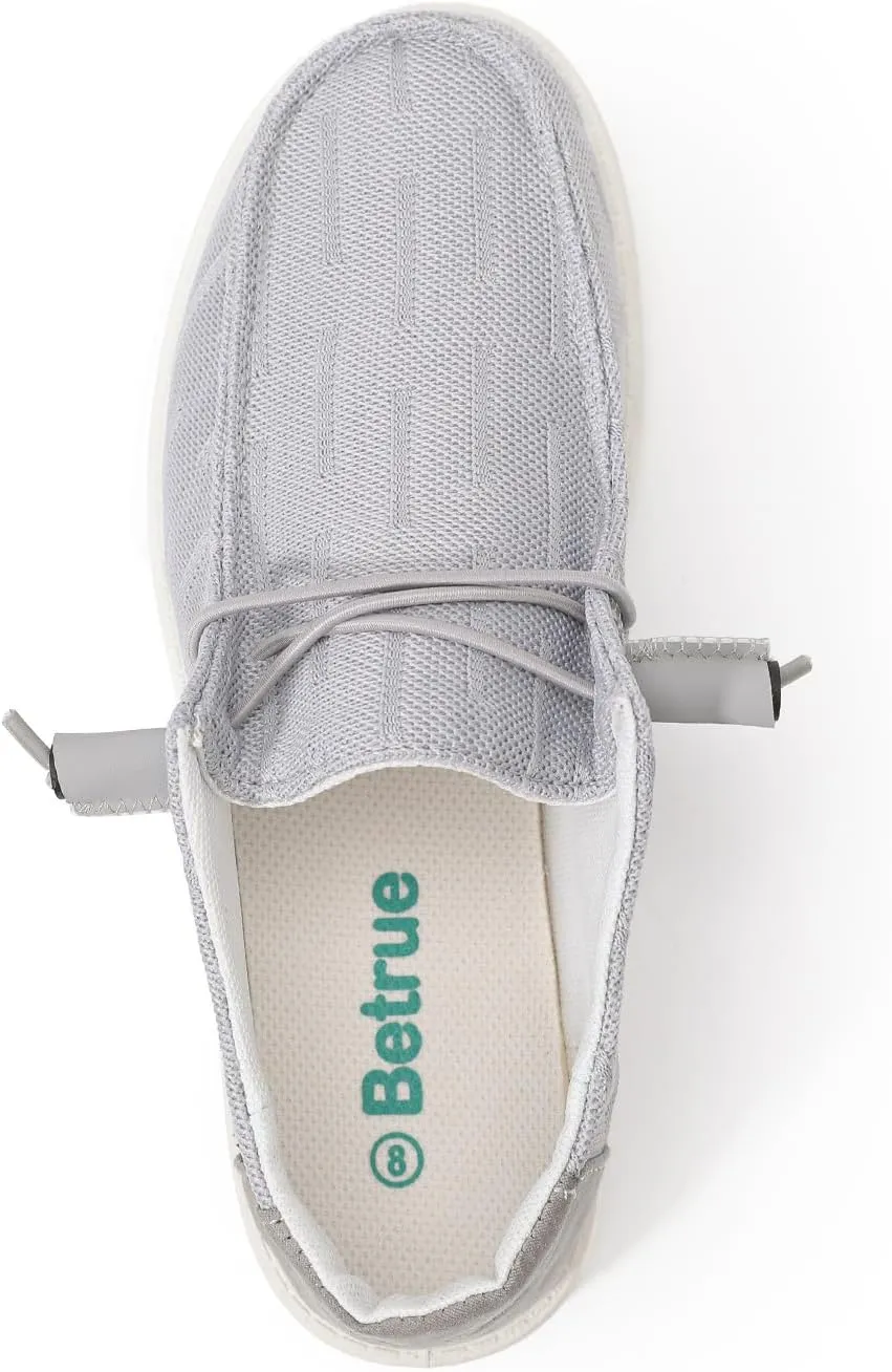 Betrue Women's Lightweight Boat Shoes, Casual Loafers, Slip On Deck Shoes, Breathable Canvas Sneakers