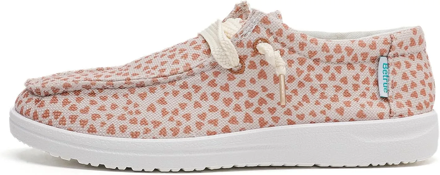 Betrue Women's Lightweight Boat Shoes, Casual Loafers, Slip On Deck Shoes, Breathable Canvas Sneakers