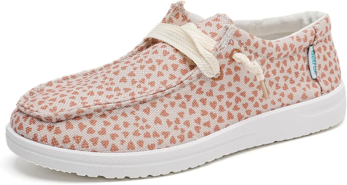 Betrue Women's Lightweight Boat Shoes, Casual Loafers, Slip On Deck Shoes, Breathable Canvas Sneakers