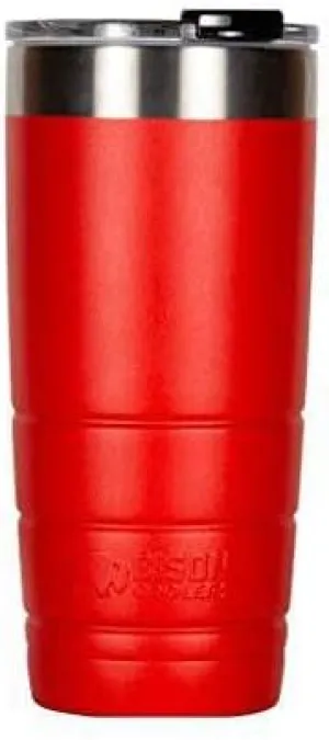 Bison Coolers 22 oz Tumbler Double-Wall Vacuum Insulated 18/8 Stainless Steel Drink Container | Powder Coated Cup with Leak Proof Flip Top Lid | Sweat Proof Design for Hot or Cold Beverages (Red)
