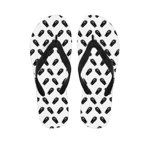 Black and White Coffin Pattern Hawaiian Flip Flops: Embrace the Aloha Spirit with Style