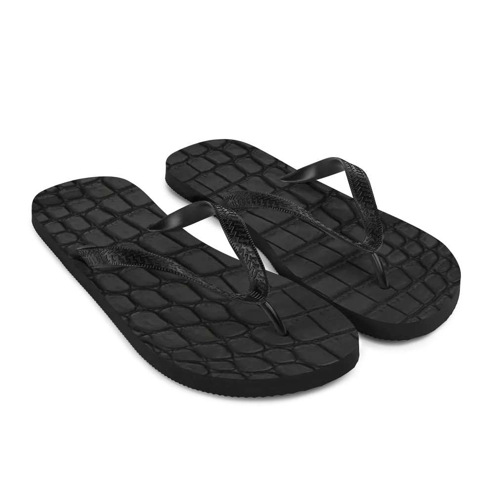Black Crocodile Flip Flop