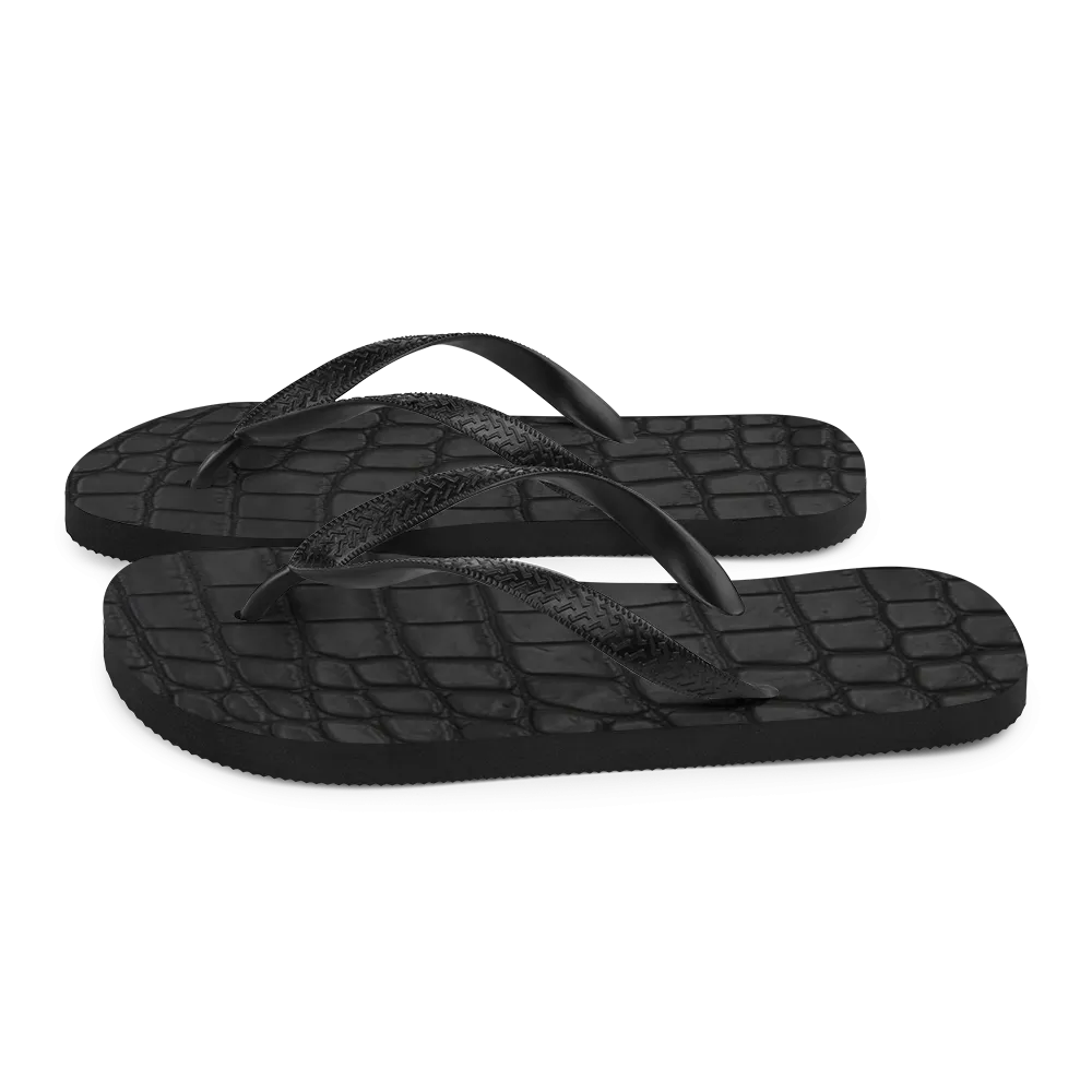 Black Crocodile Flip Flop