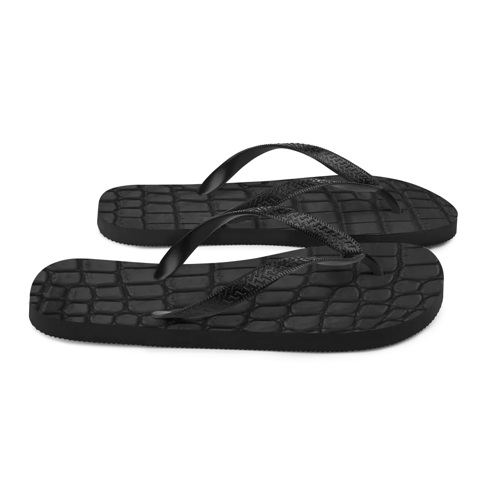 Black Crocodile Flip Flop
